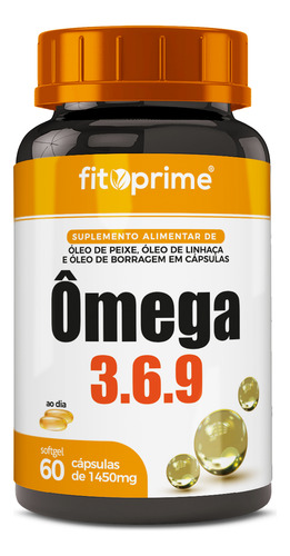Ômega 3-6-9 Peixe Linhaça Borragem 1000mg 60cps Fitoprime