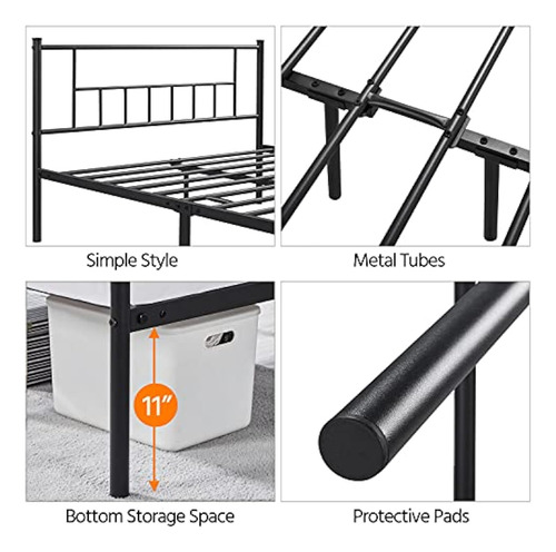 Base De Cama 13 PLG Matrimonial Color Negro Yaheetech