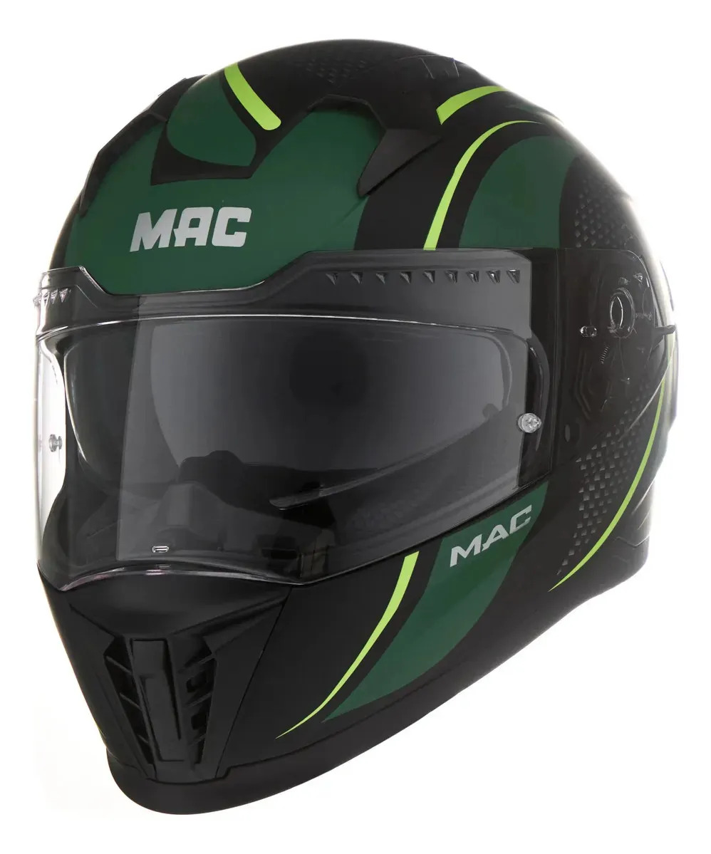 Casco Moto Integral Doble Visor Mac 069 Force Cirkus Mate Fluo/verde Cirkus Mate M