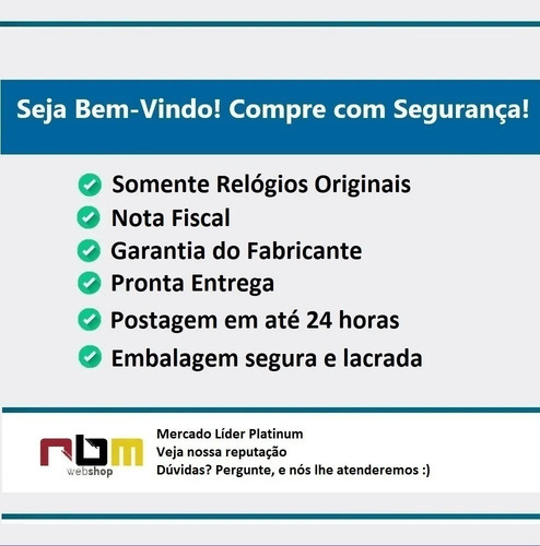 Relógio Magnum Masculino Couro Preto Original Com Calendário