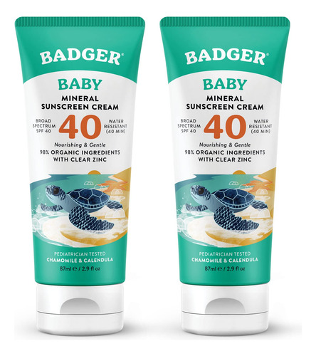 Crema Protectora Solar Para Bebés Badger Spf 40 (paquete De