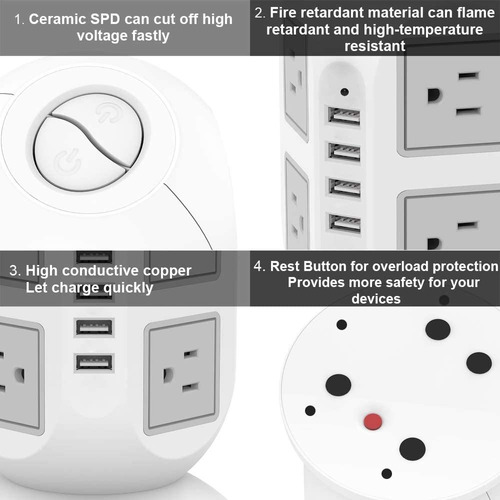 Tessan - Protector De Sobretensenses Para Torre Con 4 Puerto