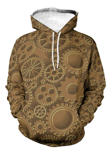 Sudadera Con Capucha 3d Con Patrón De Engranaje Mecánico