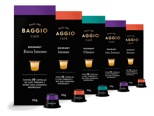 50 Cápsulas Para Nespresso - Baggio Café Gourmet - 5 Caixas