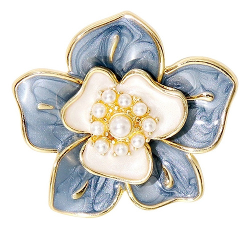 Calidad Broche Esmaltado Con Flores Grises/azules/rosas For