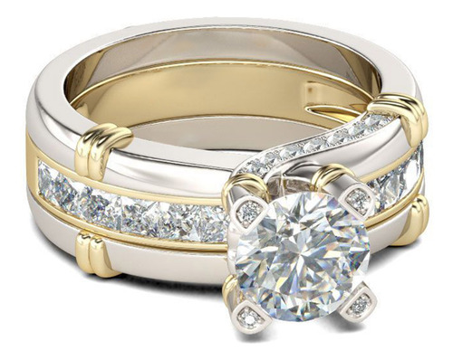 Set Combinado De Anillos 2 En 1 Con Circonitas Y Versátiles