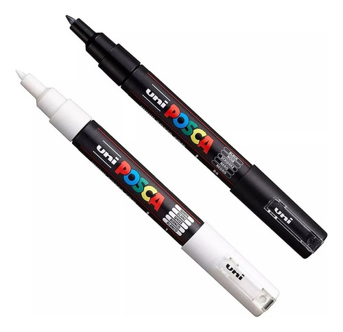 Marker Posca Punta Extra Fina Pc-1m Negro Y Blanco