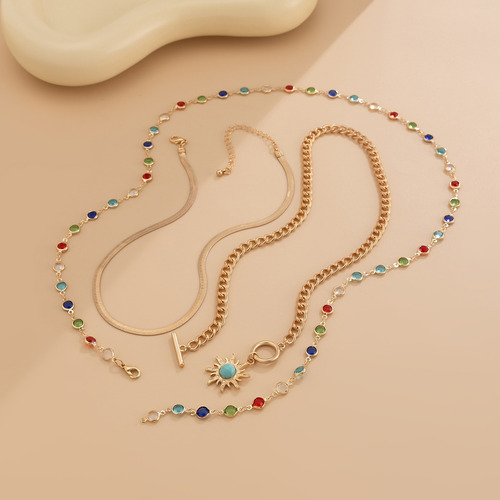 Juego De Collares Con Colgante De Sol De Cadena Larga De Cri