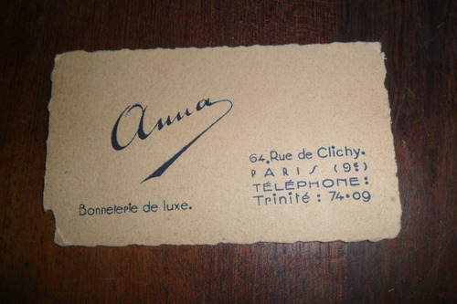 Anna Bonneterie De Luxe Rue De Clichy Antigua Tarjeta 