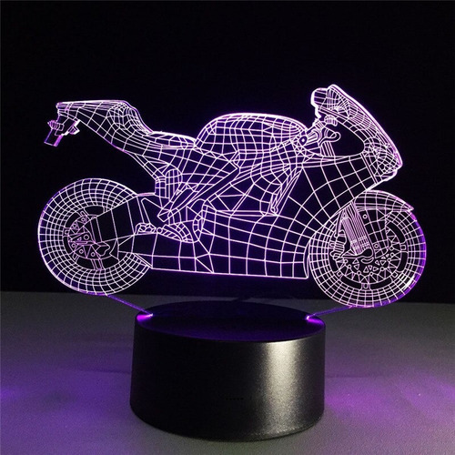 Motocicleta Led 3d Óptica Luz Nocturna Figura De Acción