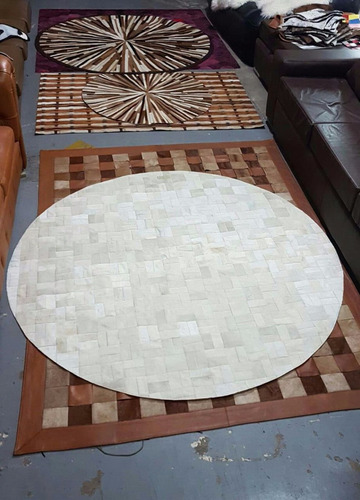 Imagen 3 de 6 de Alfombra Cuero Blanca Vaca Circular 1.9 M Diametro