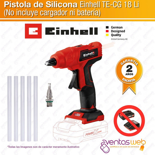 Imagen 2 de 6 de Pistola De Silicona Pegamento Inalambrica Einhell + Barras