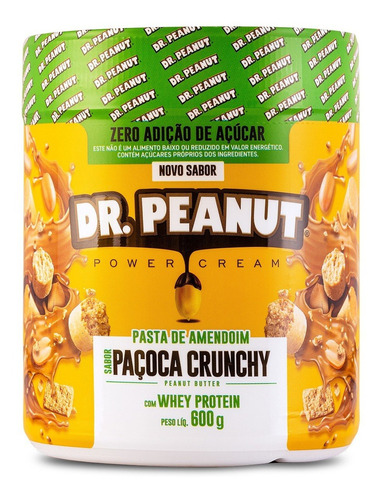 Suplemento em pasta Dr. Peanut  Gourmet Power cream pasta de amendoim Power cream sabor  paçoca em pote de 600mL