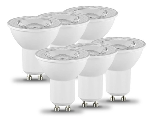 Lampara Led Gu10 7w 220v Pack X6 Dimerizable Dicroica Color De La Luz Blanco Cálido