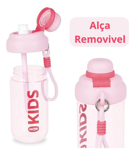 Garrafa Rosa 660ml Squeeze + Lancheira Donuts Com Divisória