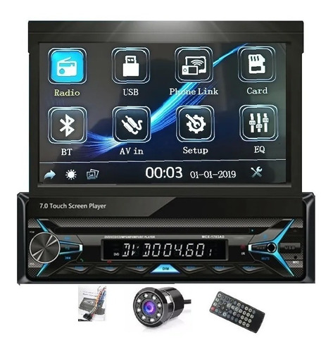 Radio Para Carro Motorizado 1 Din Mirror Bluetooth Mp5 Usb 