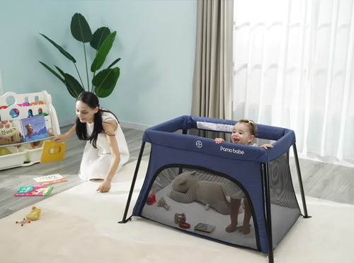 Cuna Corral Viajero Para Bebé Pamo Babe Ligero Y Compacto Color Azul