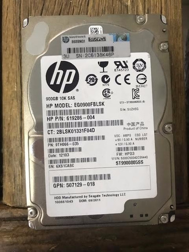 Hard Disk Hp 900gb-10k-sas:2.5 Pn- 9th066-035
