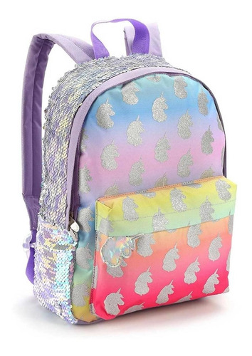 Mochila Escolar Infantil Lilás De Unicornio Meninas