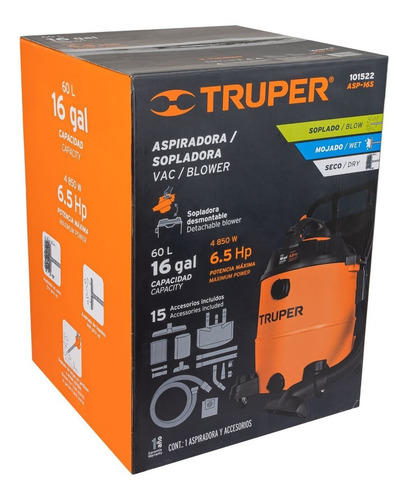 Aspiradora/sopladora Sólidos Y Líquidos 16 Gal Truper 101522