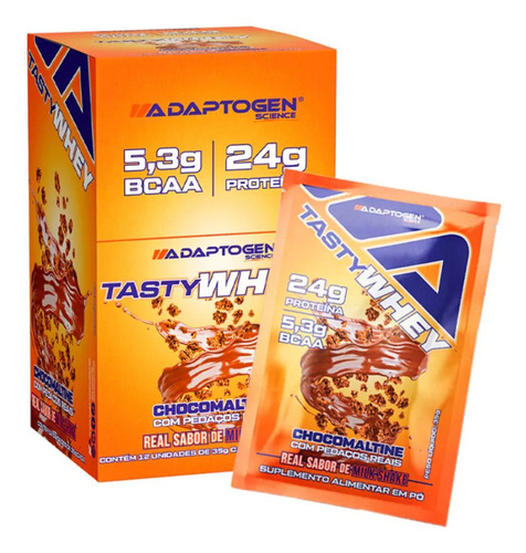 Suplemento Tasty Whey 3w Gourmet Caixa 12 Sachês Adaptogen Sabor Choco Maltine