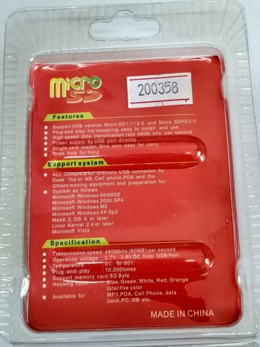 Imagem 6 de 6 de Leitor Usb Cartão De Memória Micro Sd / Sdhc / M2 / M5 Duo