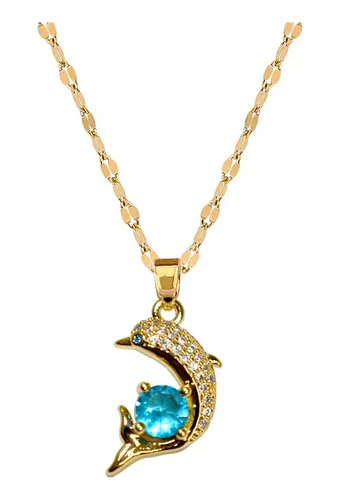 comprar Collar De Delfín Cadena En Acero Inoxidable - Bañado Oro 18k