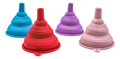 Embudo Plegable Silicona Cocina Portátil Polvos Agua 4 Pzs