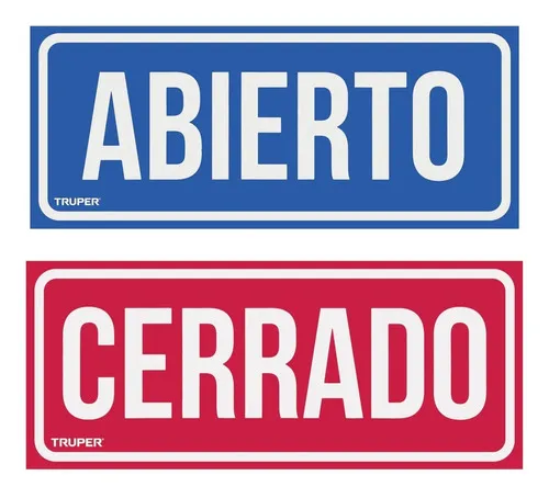 Cartel Letrero Abierto Cerrado 28 X 12cm Con Ventosa Truper