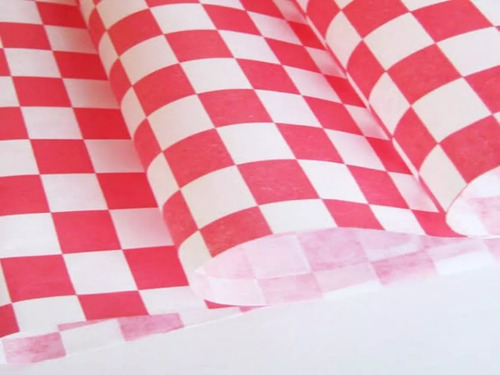 100 Hojas De Papel Encerado A Cuadros Rojo, Para Comida