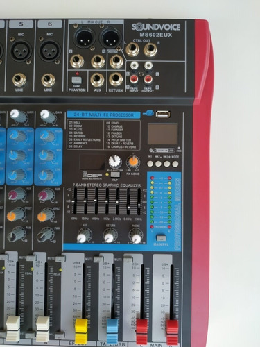 Imagem 2 de 10 de Mesa De Som Soundvoice 6 Canais Ms 602