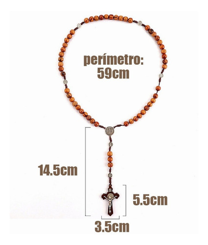 Imagen 8 de 8 de Rosario Católico Madera Con Medallas De San Benito