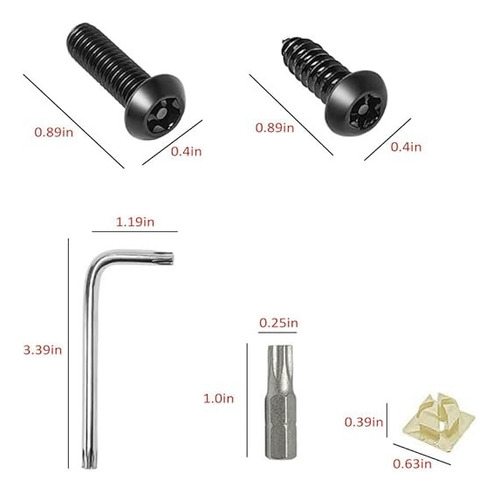 Kit Tornillo Antirrobo Para Matrículas Negro