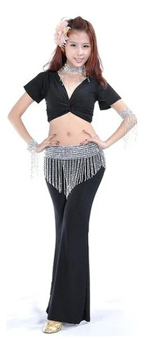 Caderin Estandar Plateado Flecos Bellydance Danza Arabe