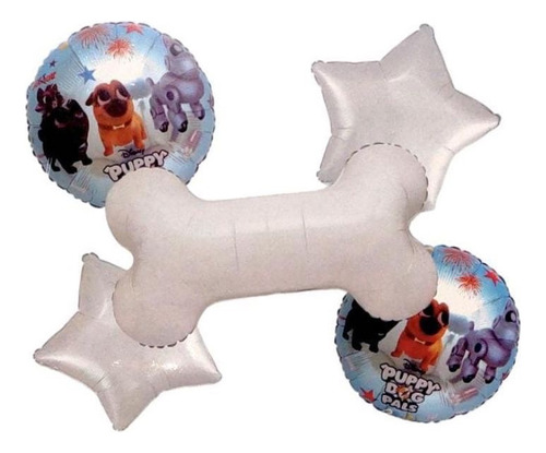 Set Globos Metalizados Hueso Puppy Mascotas X5 Unidades