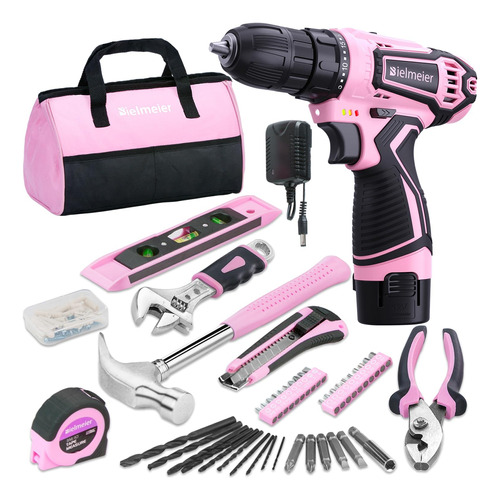 Bielmeier Pink Wireless 12v Litio-ion Power Drill Set Para M