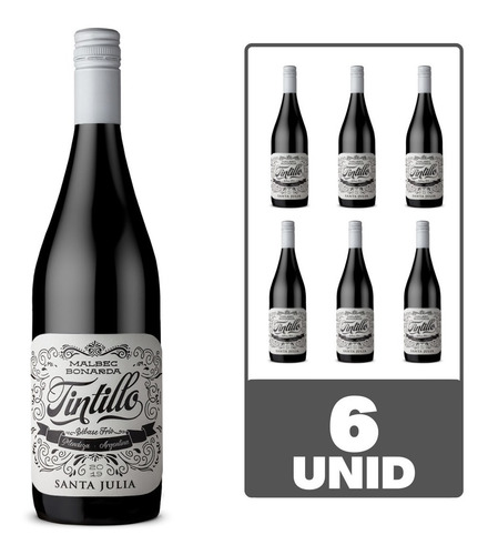 Imagen 1 de 9 de Tintillo Malbec Bonarda 750 Ml Bodega Santa Julia