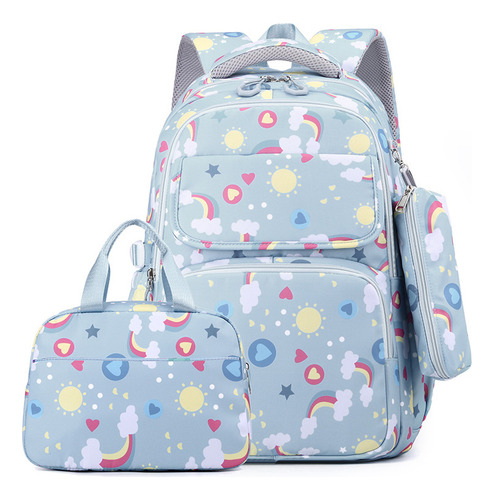 Mochila Infantil Rainbow De 3 Piezas Con Lonchera Y Estuche