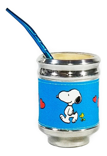 Mate Y Bombilla De Acero Inoxidable Aluminio Madera Snoopy