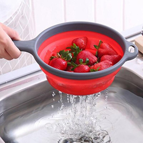 Colador, Escurridor De Frutas, Verduras Plegable Con Mango