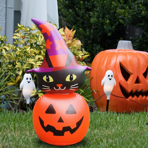 2025 Decoração De Halloween Abóbora Inflável Gato
