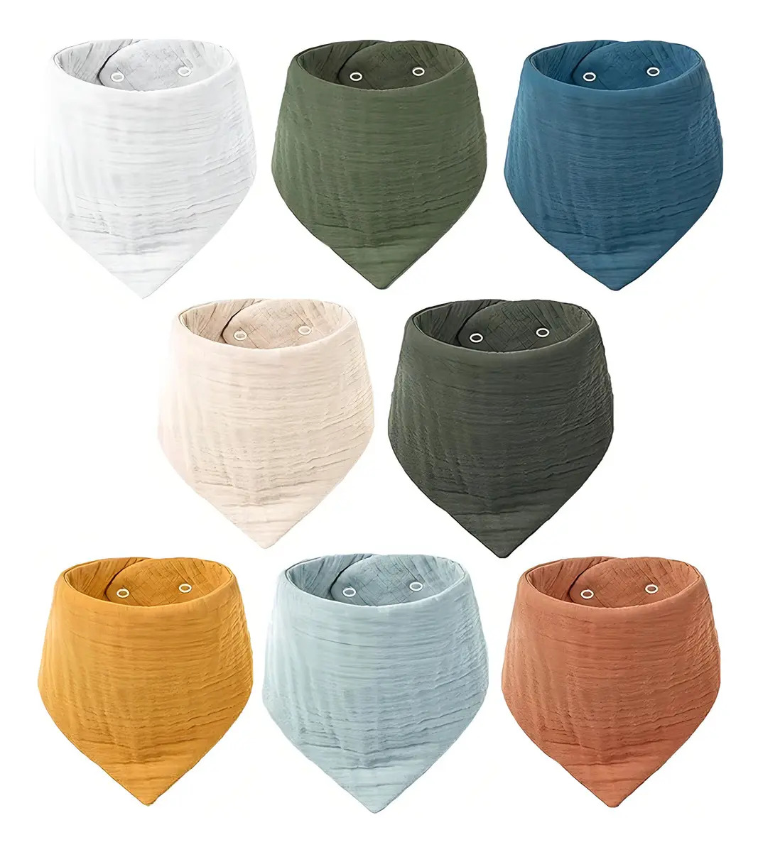 Baberos Teiwing de Algodón Pack de 8 para Bebés,Baberos de gasa de cuatro capas para bebés y niños pequeños, baberos de crepé para bebés, baberos de gasa, baberos triangulares