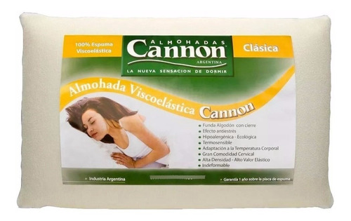 Almohada Cannon Viscoelastica Clasica 62x45 Indeformables!