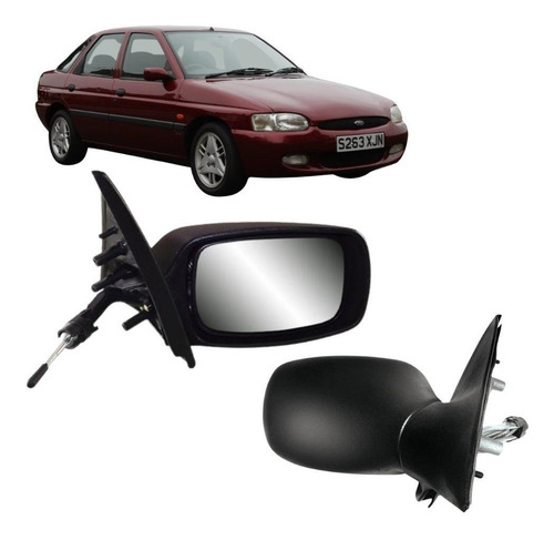 Par Espelho Retrovisor Escort 1997 A 2004 Preto Com Controle