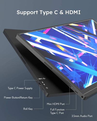 Imagen 7 de 9 de Monitor Portátil Boifun 15.8 1080p Ips, Usb C, Hdmi, Gamer
