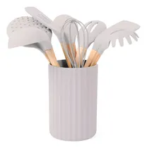 Comprar Set 9 Piezas 8 Utensilios Cocina Silicona Mango Madera Carol