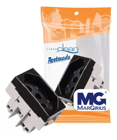 Kit 5 Modulos Tomada 20a Ebony Clean (preto Fosco) Margirius