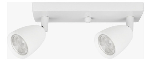 Luminária 2 Spot Trilho Branco 2 Lâmpadas Direcionaveis Led 