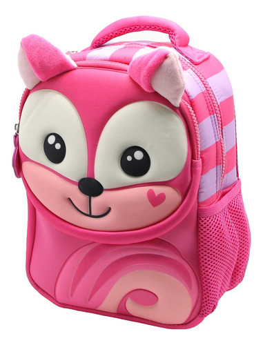 Mochila Infantil Cresko Escolar Funny Land Animalitos Jardin Color Rosa Diseño de la tela Ardilla