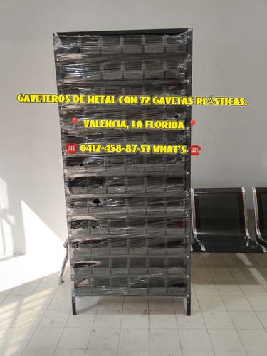 Gaveteros De Metal Con 72 Gavetas Plásticas Apilables.